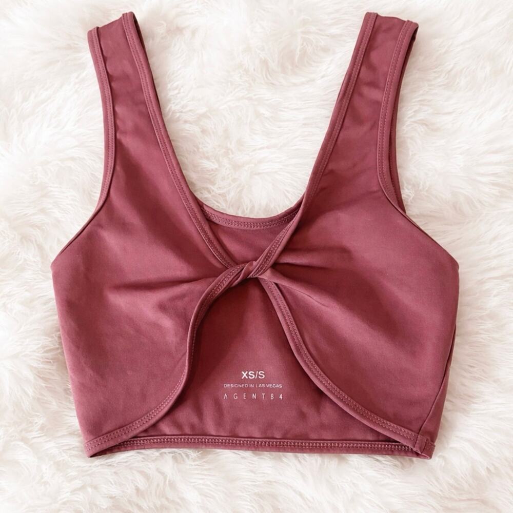 Agent84 Twist Front Sports Bra XS/S Mauve Pink Vegas Activewear Yoga Gym